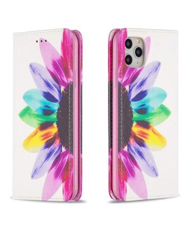 Miagon Wallet Folio Flip PU Leather Case for iPhone 11 Pro Creative Painted Design Full-Body Protective Cover Card Holder Kickstand Magnetic Sunflower iPhone 11 Pro Sunflower