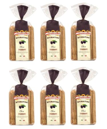 Panealba Stiratini Olive Nere Pack of 6 salty snacks with black olives 150 g