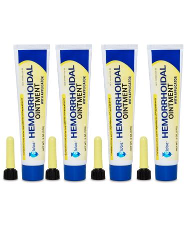 Globe (4 Pack) Hemorrhoidal Ointment Phenylephrine HCl Petrolatum Mineral Oil Relief from Burning Itching and Discomfort of Hemorrhoids 2 Ounces - Buy Online on GoSupps.com