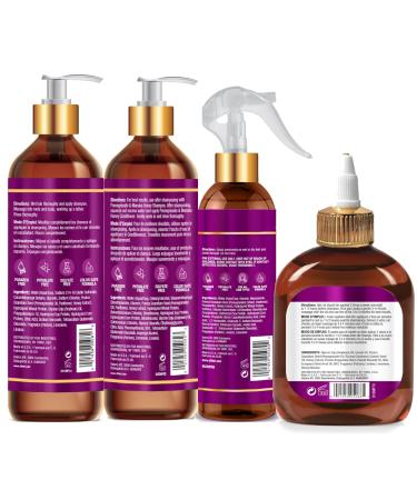 Difeel Pomegranate & Manuka Honey Shampoo & Conditioner Set - 4-PC (33.8oz Shampoo 33.8oz Conditioner 8oz Leave-In Spray 7.1oz Hair Oil) - Nourish & Revitalize Hair - International Shipping Available - Buy Online on GoSupps.com