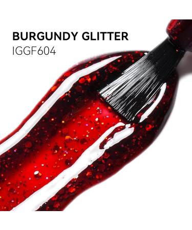 MEGIOR Burgundy Glitter Gel Nail Polish 15ml Sparkling Sequins Gel Polish High Gloss Soak Off UV LED Nail Gel Polish for Nail Art Manicure Salon DIY Home Gift for Girls - Buy Online on GoSupps.com