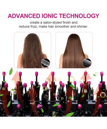 4 in 1 Hair Dryer Brush | One Step Styler Volumizer | Professional Hot Air Brush for Drying, Straightening, Curling | Negative Ion Anti-frizz Technology | Salon Quality | Black Pink - Buy Online on GoSupps.com