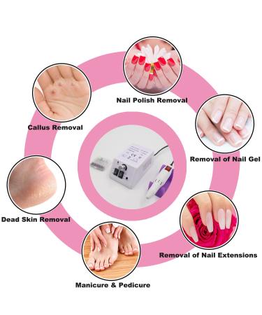 Fantexy Electric Nail Drill Machine Set - Professional 20000 RPM Nail File for Manicure Pedicure, Acrylic Nails, Gel Glazing - Home Salon Use - White - Buy Online on GoSupps.com