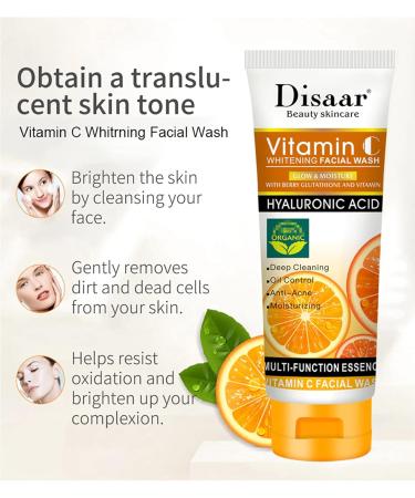 DISAAR Beauty Skincare Vitamin C Facial Wash Foam Hyaluronic Acid Berry Glutathione Moisturizing Cleaning Anti-Acne Oil Control Essence 100ml - Buy Online on GoSupps.com