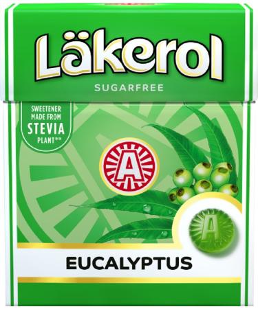 4 Boxes x 25g of L kerol Eucalyptus - Original - Swedish - Sugar Free - Stevia - Pastilles - Lozenges - Drops - Dragees - Candies - Sweets