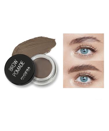 PHOERA Eyebrow Gel Eyebrow Brow Pomade Professional Makeup Tinted Eyebrow 24 Hours Long Lasting Lightweight Waterproof Smudge-Proof Transfer-Proof Sweat Resistant Brow Cream(5#Dark Brown)