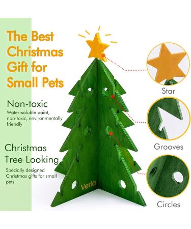 Christmas Tree Foraging Puzzle Toy - Guinea Pig, Bunny, Hamster, and Rabbit Enrichment - Wooden Interactive Toy and Treat Feeder - Small Pet Xmas Gift - Buy Online on GoSupps.com