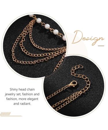 Jovono Boho Pearl Gold Bridal Wedding Headpiece | Rhinestone Hair Chain for Women and Girls - Buy Online on GoSupps.com