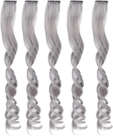 Hair Extension Synthetic Colorful Clip In Hairpiece Curling Wig for Party for Prom for Girls White tea ash - Buy Online on GoSupps.com