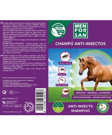 MENFORSAN Flea Shampoo for Horses 5L with Margosa Geraniol and Lavandin Protects Against All Insects - Buy Online on GoSupps.com