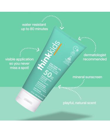 Thinksport Kids SPF 50 plus Mineral Sunscreen. Safe Natural Sunblock for Children Water Resistant Sun Cream Broad Spectrum Sun Protection Vegan Reef Friendly Sun Lotion 6oz Pack of 2 - Buy Online on GoSupps.com
