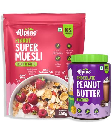 ALPI NO Breakfast Combo - Museli Fruit and Nut 400g & Chocolate Peanut Butter Smooth 1kg