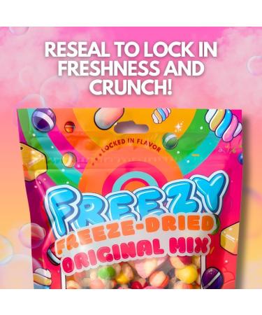 FREEZY FREEZE-DRIED Freezy Freeze Dried Sweets Bundle Original Mix (Pack of 2) Sour Bites includes Original Skittles & Squishes Refresher Candy Fruittella & Fruit Salad Bites Blue Jacks & Marshmallows 120 gms each - Buy Online on GoSupps.com
