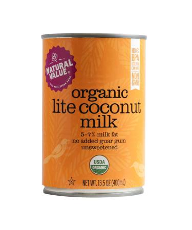 Natural Value Organic Lite Coconut Milk, 13.5 Ounce Cans (Pack of 12) 13.5oz Organic Lite Coconut Milk