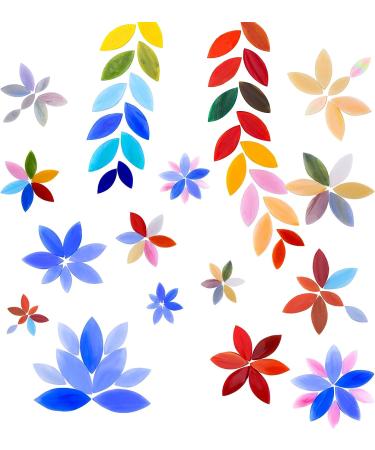 Yoption 100 Pieces Petal Mosaic Tiles - Hand-Cut Stained Glass Flower Leaves for Art & Home Decor - Mixed Color - Buy Online on GoSupps.com