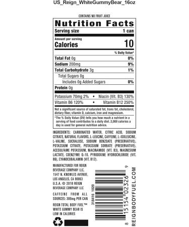 Reign Energy White Gummy Bear 473mL Cans 12 Pack & ENERGY Cherry Limeade 473mL Cans Pack of 12 - Buy Online on GoSupps.com