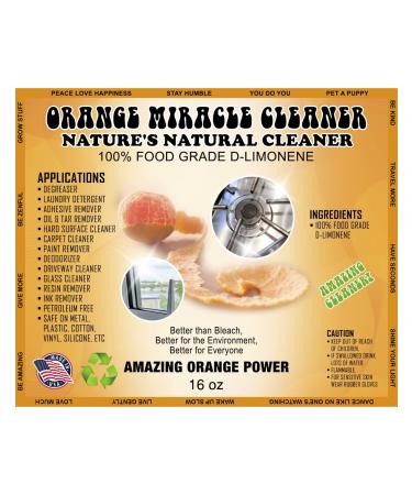 Green Piece All-Purpose Cleaner - Orange Miracle Cleaner 16 oz Removes tough stains and adhesives residue with ease 100% D Limonene
