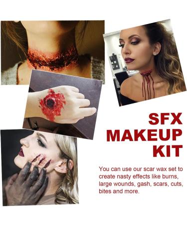 Halloween Special Effects SFX Makeup Kit with Scar Wax, Coagulated Blood Gel, and Spatula - Ideal for Stage Makeup and Fake Wound Molding - Buy Online on GoSupps.com