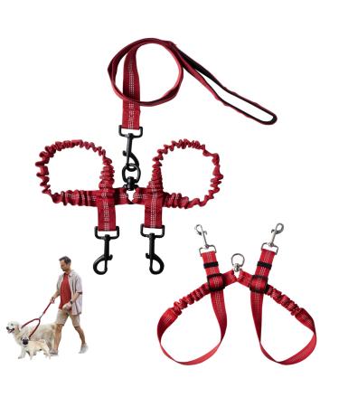 Tycoonest 2 PCS Double Dog Leash for Walking 2 Dogs Adjustable Double Dog Lead Coupler No Tangle 360 Swivel Rotation Dual Strong Lead for Puppy Small Medium Large dog Red