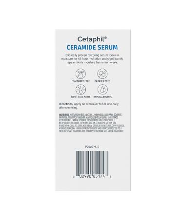 Cetaphil Ceramide Serum Hydrates and Restores Skin Barrier Formulated with Ceramides & Centella Asiatica Designed for Sensitive Skin Fragrance Free Dermatologist Tested 1oz - Buy Online on GoSupps.com