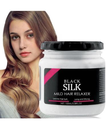 100ml Black Silk Mild Hair Relaxer Smoothing Conditioner Hair Relaxer Mild Instant Hair Straightening for All Hair Hair Straightening Protector & Detangler 3 in 1 Black Silk Hair Relaxer Mild