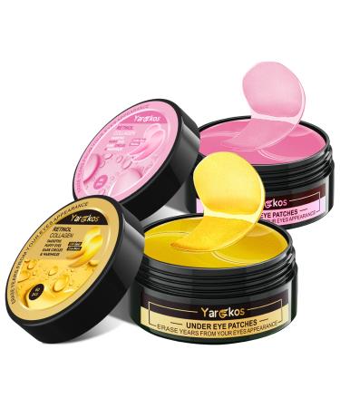 Mifeloy 2Pcs 60Pcs Moisturizing Eye Pads 24K Gold + Pink 30 Pairs Collagen Hydrogel AntiAging Eye Pads Hyaluronic Acid Eye Mask Remove Dark Circles Collagen