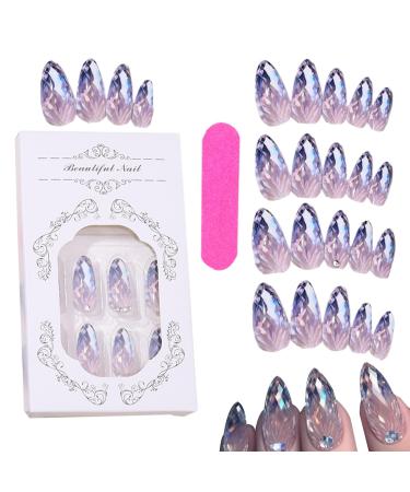 Almond Press on Nails - Medium Acrylic Fake Nails Almond Shape False Nails | Full Fake Nail Kit in 12 Sizes for Manicure Enthusiasts Home or Salon Use