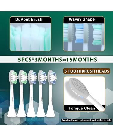 LONGFIT Electric Toothbrush Replacement Heads 5 Packs with Dupont Bristle White V - Buy Online on GoSupps.com