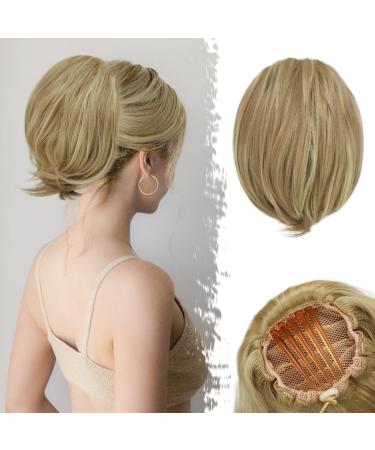 BARSDAR HAARDUTT Extension Blonde Highlight Rades Power Dut Hair Chignon With Kamm Clip Dutt Urban Condola Dutz Dutt synthetic hair part extension for women (ash blond) 20cm ash blonde mixed