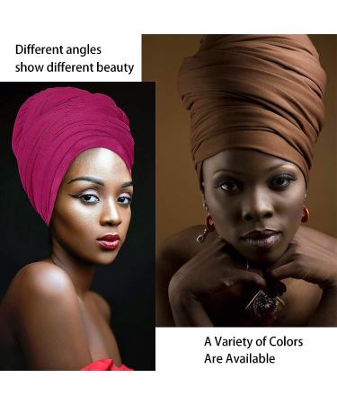12-Piece Stretch Jersey Turban Headwrap Set for Women - Solid Color African Headwear - Wine Red, Beige, Purple, Black, and more - Buy Online on GoSupps.com