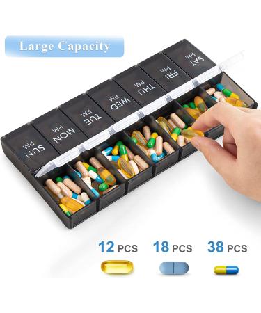 Extra Large AM PM Pill Organizer - Easy Open Weekly Case for Daily Vitamins - Arthritis Friendly 2 Times a Day Pill Box - Buy Online on GoSupps.com