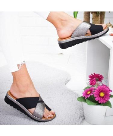 Bunion Corrector Sandals for Women - Pain Relief for Hallux Valgus & Big Toes - Comfortable Foot Correction (Black Size 9 - Buy Online on GoSupps.com
