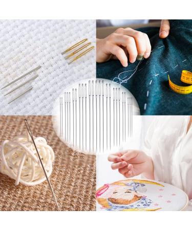 Large Eye Sewing Needles Embroidery Needles Stainless Steel - 25 Pieces with Wooden Needle Case - Buy Online on GoSupps.com