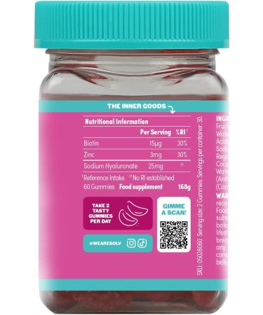 Hyaluronic Acid Vegan Gummies with Biotin, Zinc for Skin, Hair, Nails Support - Menopause Health - 60 Watermelon Flavour Chewable Gummies - Buy Online on GoSupps.com