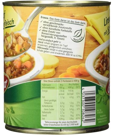  n.v. Erasco Lentil Jars with Pork 800 g (Pack of 3) - Buy Online on GoSupps.com