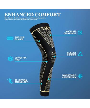 Buy SKDK Copper Full Leg Sleeves - Long Compression Knee Sleeves for Men & Women | Arthritis Cycling Basketball & Football Support | Reduce Varicose Veins & Swelling - XXX-Large (1 Pair - Buy Online on GoSupps.com