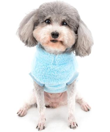Zunea Fleece Winter Jacket for Small Dogs | Warm & Cozy Pet Coat with D-Ring for Chihuahua & Cats | Soft Fuzzy Blue Sweater for Cold Weather - Buy Online on GoSupps.com