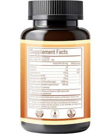 Oeaqeff Pumpkin Seed Oil with Saw Palmetto Cold Pressed Capsules 2-in-1 Formula for Hair Growth Prostate & Bladder Support Heart Health | 300 Softgels Non-GMO Soy & Gluten Free (1) - Buy Online on GoSupps.com