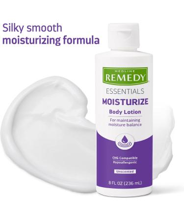 Medline Remedy Essential Moisturizing Body Lotion (8 oz Bottle), 36 Count, Unscented, Hydrating, Soothing For Dry Skin, Smooths & Softens, Non-Greasy, Hypoallergenic, Men, Women, Elderly 0.22 Fl Oz (Pack of 36) - Buy Online on GoSupps.com