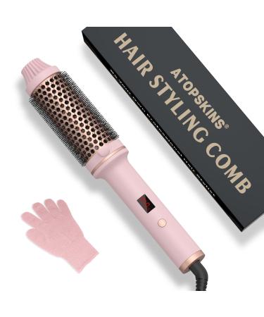 38 mm thermal brush warm air brush hair styling curling brush volume hair ridge round brush hot Brush LCD display 120-210 double tension styling brushes for trip gifts for women pink