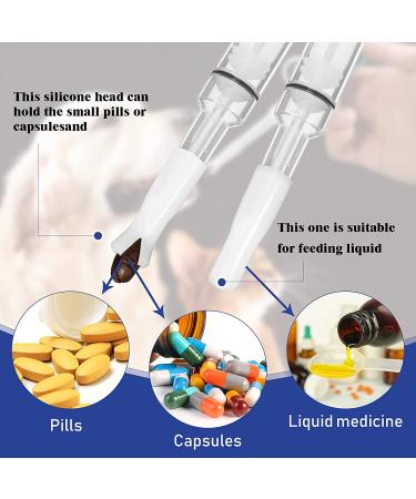 2-Piece Pet Pill Syringe Set for Cats, Dogs, Birds - Reusable Feeding Dispenser with Safety Soft Tip - Pet Piller Gun Tool Kit - White - Buy Online on GoSupps.com