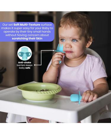 MD Avenue 100 percent Food Grade Toddlers Silicone Utensils Set BPA Free Anti-Choke Baby Spoon and Toddler Fork Combo Infant Spoons Forks First Self Feeding Set (Blue) - Buy Online on GoSupps.com