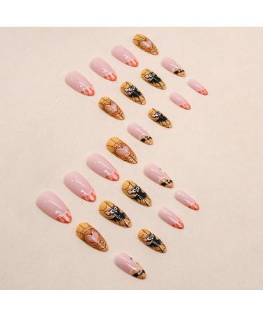 Paodduk Almond Halloween Nails Press On Almond Nails Almond Fake Nail Reusable False Nail Glue on Niail Press On Nail Manicure Decor for Girls - Buy Online on GoSupps.com