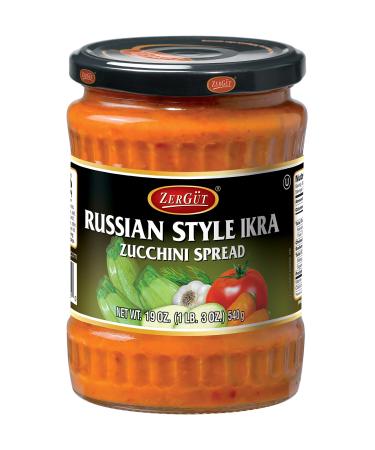 Zergut | Zucchini Spread | Russian Style Ikra | Plant-Based Spread | Kosher | Vegan | No Artificial Colors, Additives, or Preservatives |19oz / 540g Jar