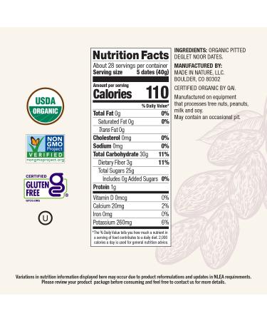 Made In Nature Organic Deglet Noor Dates | Non-GMO & Unsulfured | 40oz/Pack of 1 | 2.5lb/Pack of 1 - Buy Online on GoSupps.com