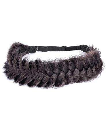BOBIYA Messy Wide 2 Strands Synthetic Hair Braided Headband in Deep Brown - Elastic Stretch Hairpiece for Women - Buy Online on GoSupps.com