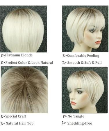 Creamily Short Blonde Wig for Women - Natural Layered Straight Synthetic Hair with Bangs - Buy Online on GoSupps.com