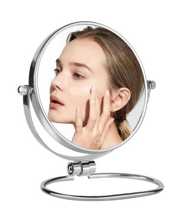 AumVum Travel Mirror Folding 10X Magnifying 6" Compact Double-Sided Makeup Vanity Mirror Portable Handheld & Wall Hanging for Shaving Bathroom and Desktop Use No Light