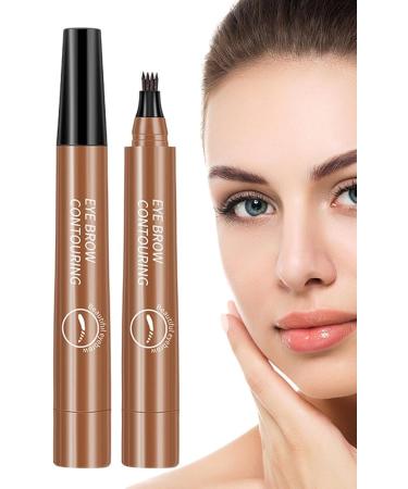 Four Claw Pen Waterproof Eyebrow Pen with 4 Forks Pencil Pen Liquid Pen Long Lasting Main Pen for Natural Makeup Light Brown - Buy Online on GoSupps.com