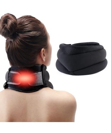 Heated Neck Brace for Neck Pain Relief, Neck Support Brace Graphene Heat Therapy for Spinal Pain and Pressure Relief, Adjustable 3 in 1 Foam Neck Cervical Collar for Women and Men (3.5" Depth Collar) 3.5 Inch